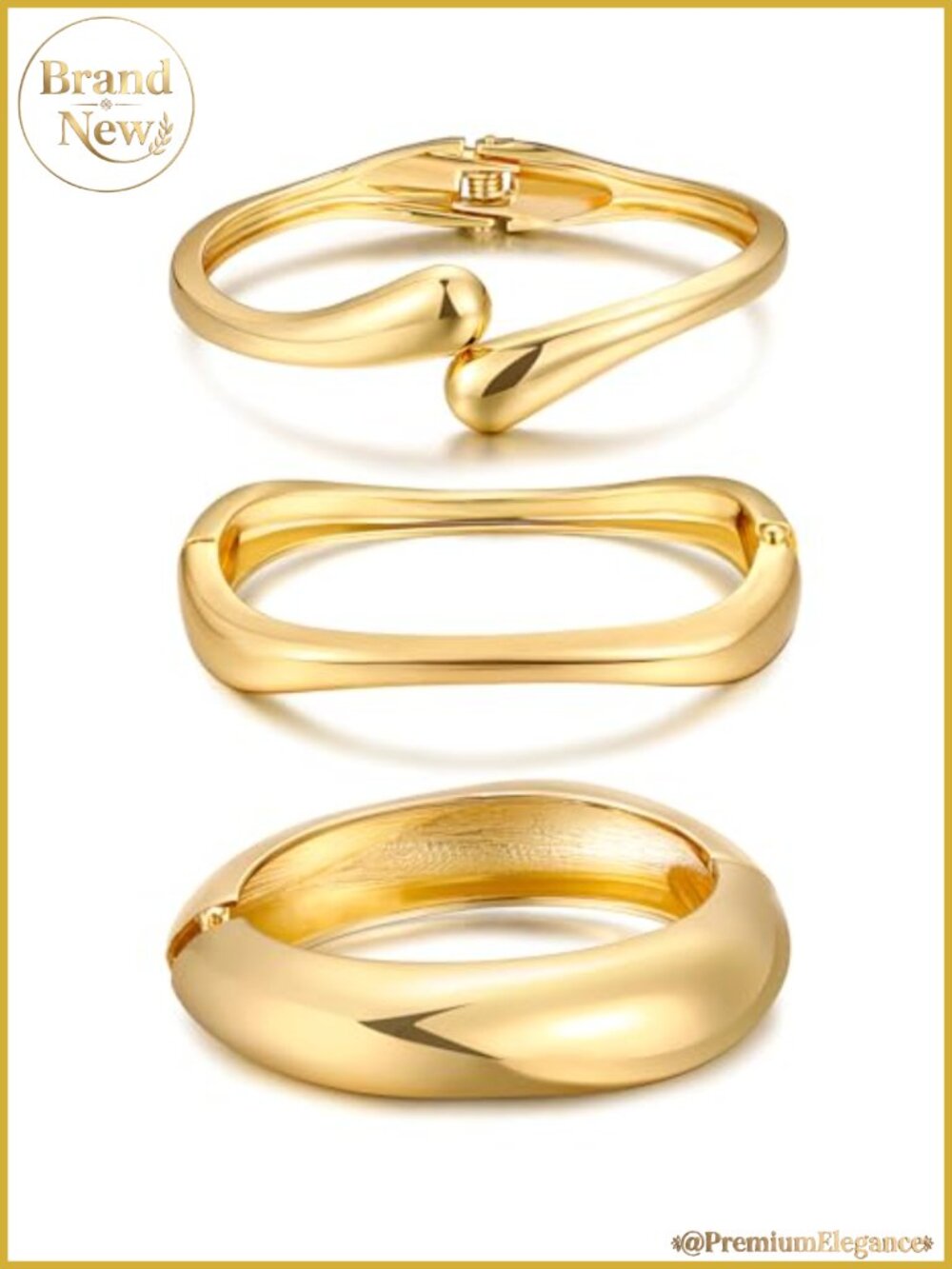 Chunky Gold Plated Bangle Set for Women Stackable Bracelets Dainty Cuff Jewelry